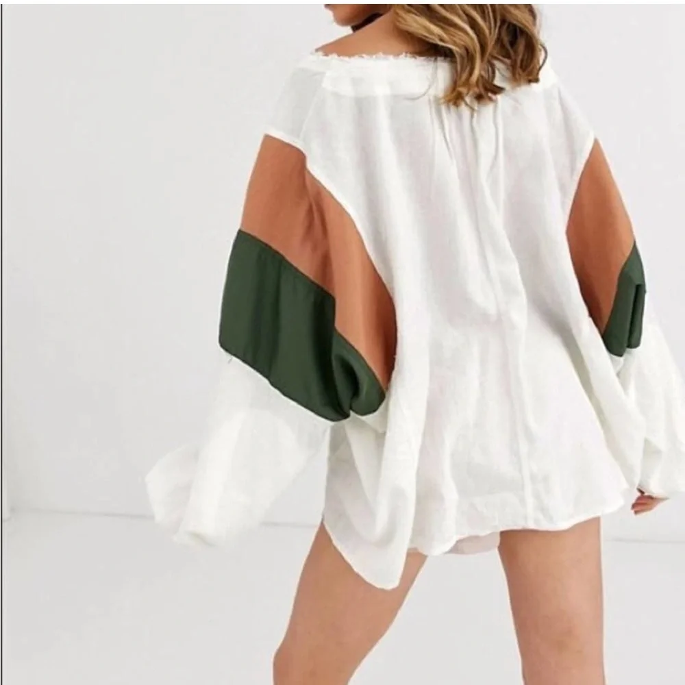 Free People Split neck oversized top